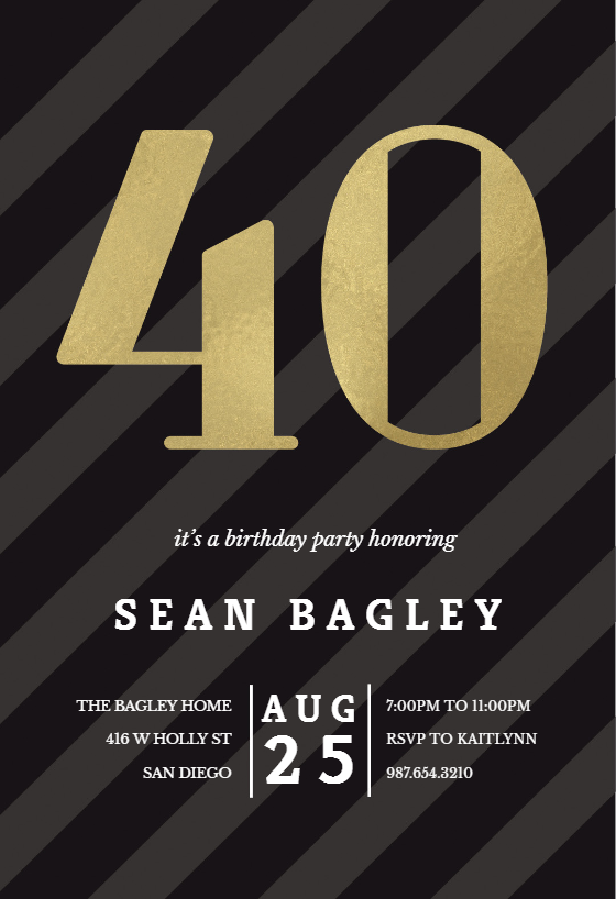 40th Birthday Invitation Templates (Free) Greetings Island