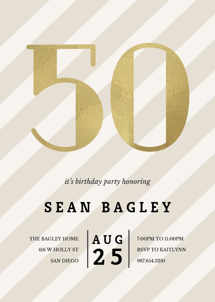 Striped 50 - birthday invitation