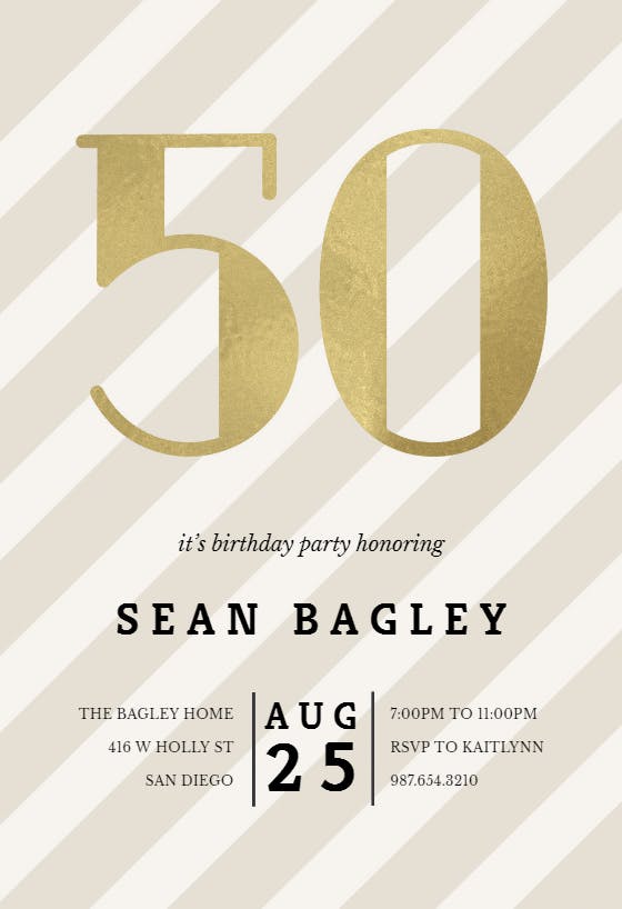 Striped 50 -  invitación de cumpleaños