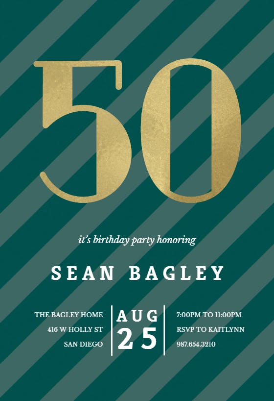 Striped 50 - birthday invitation