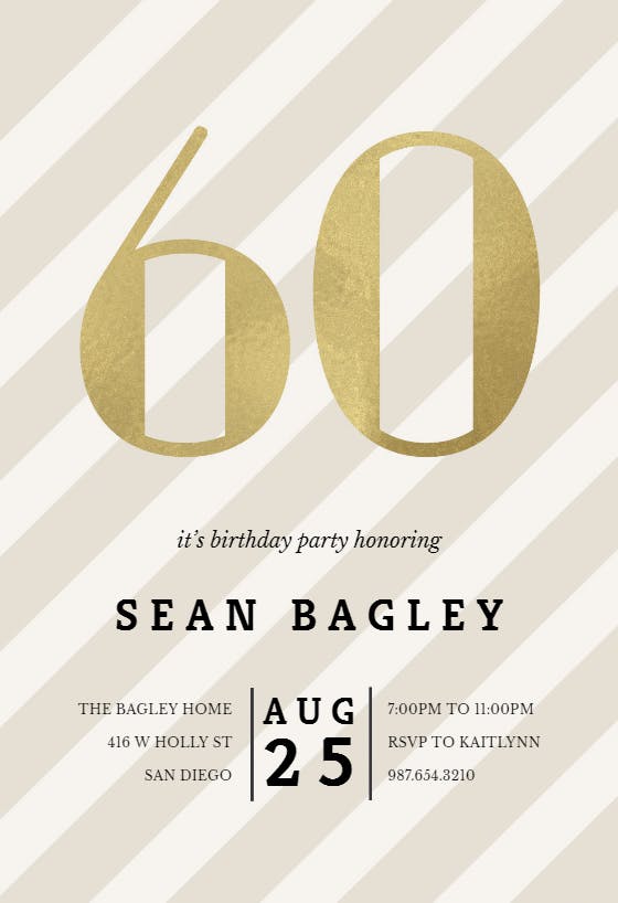 Striped 60 - birthday invitation