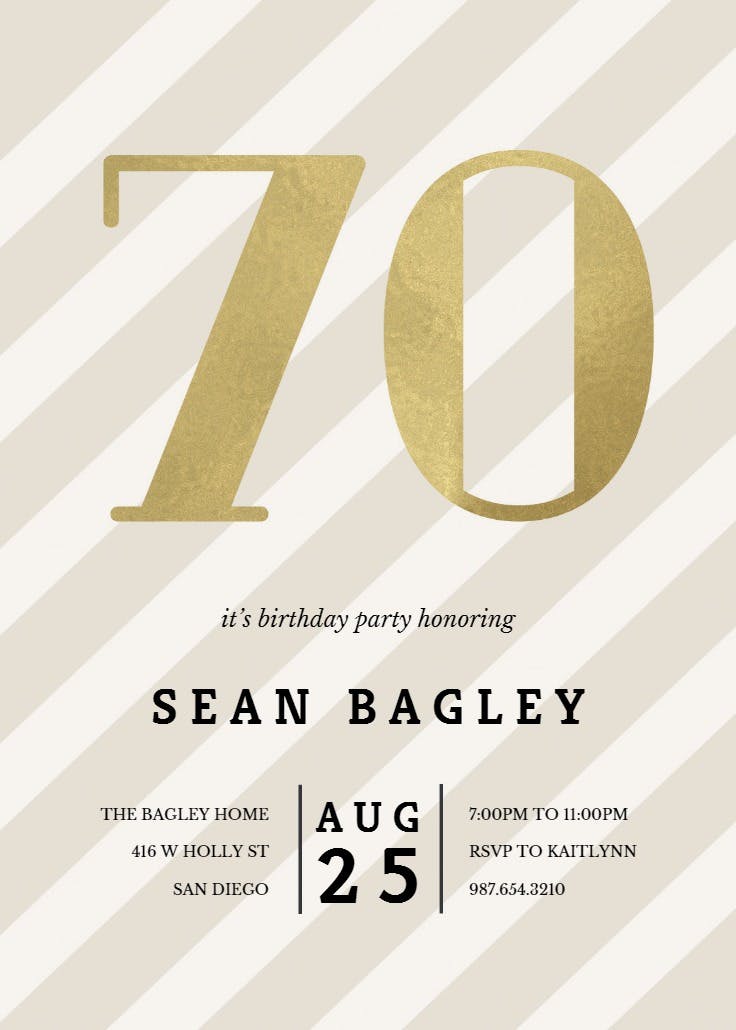 Striped 70 - birthday invitation