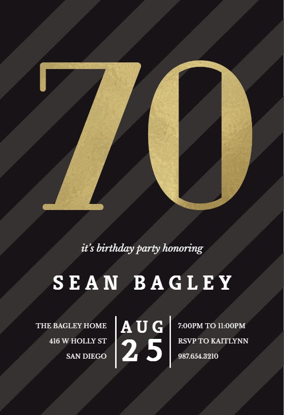 Striped 70 -  invitación de cumpleaños