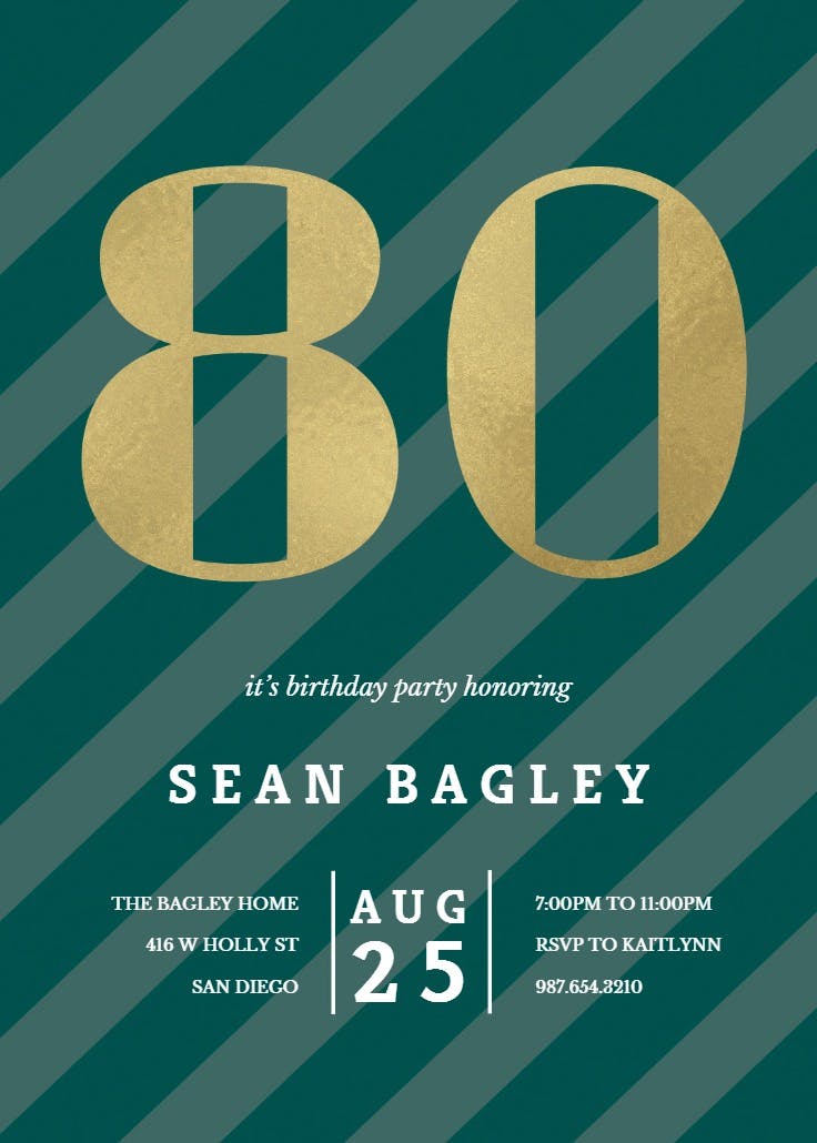 Striped 80 - birthday invitation