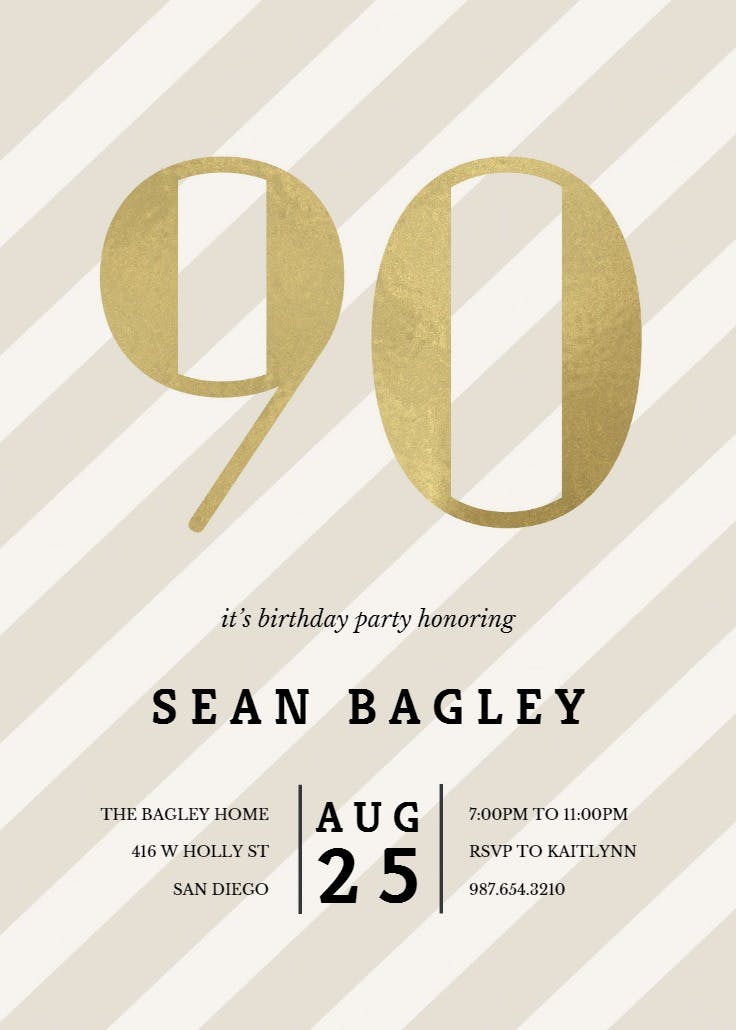 Striped 90 - birthday invitation