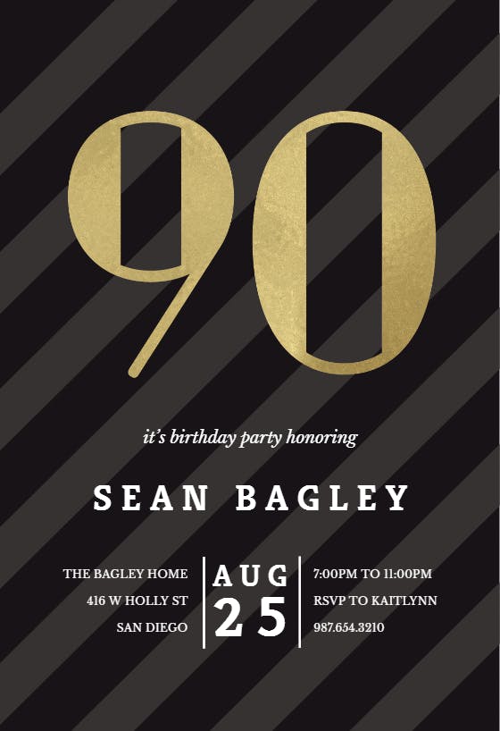 Striped 90 - birthday invitation
