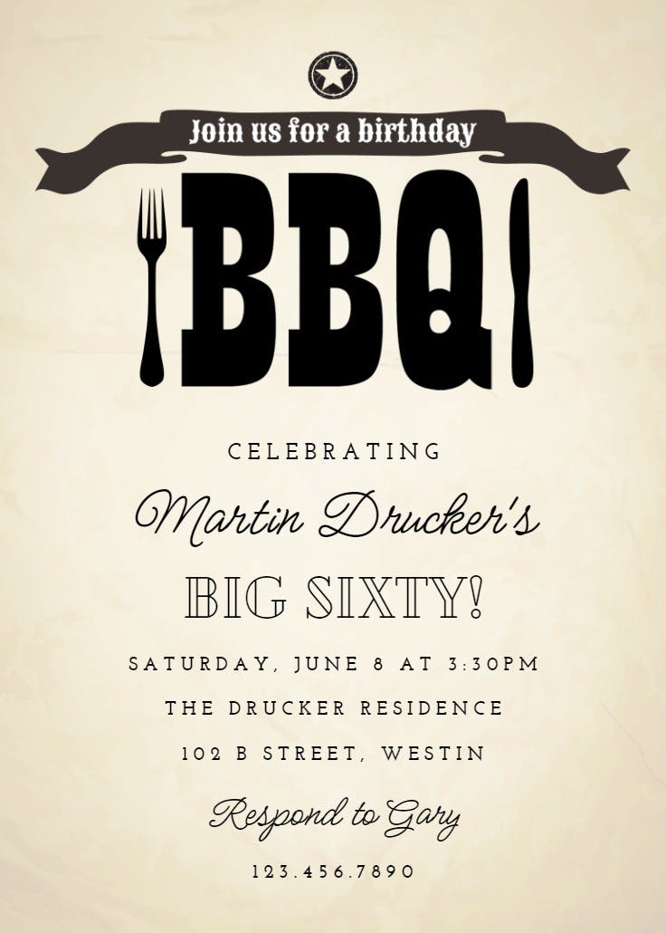 Summer steakout - birthday invitation