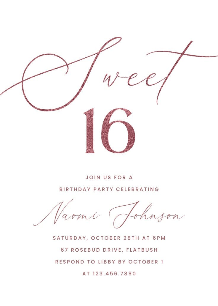 Sweet 16 - sweet 16 invitation