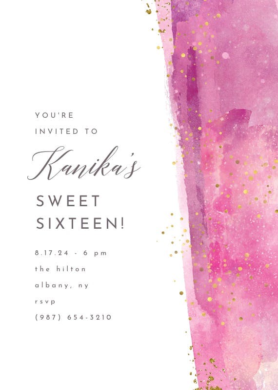 Sweet 16 - invitación de cumpleaños
