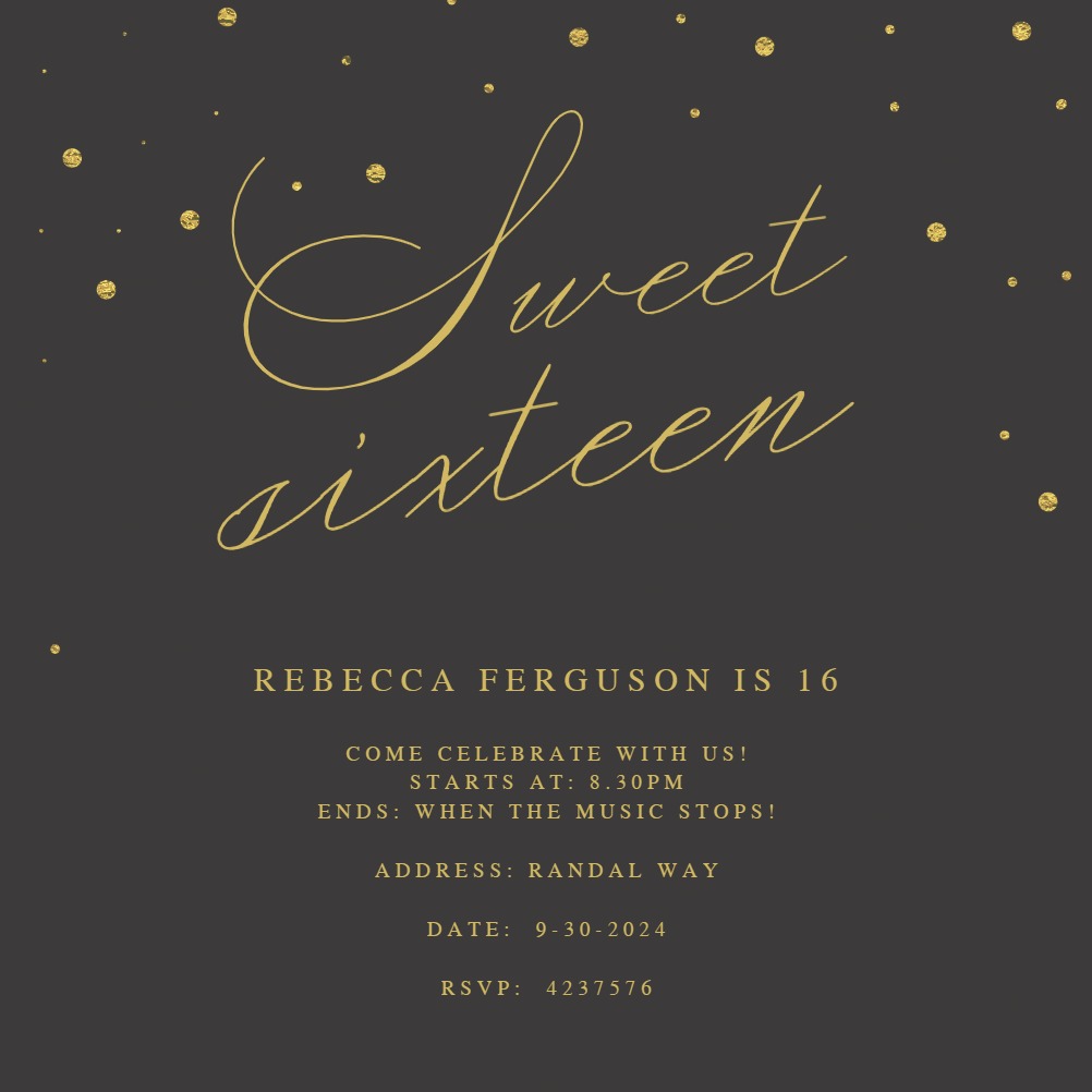 Sweet 16 Golden Flakes - Sweet 16 Invitation Template (Free ...
