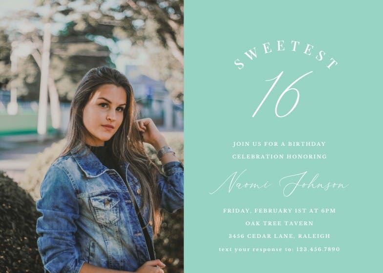 Sweet 16 photo - birthday invitation