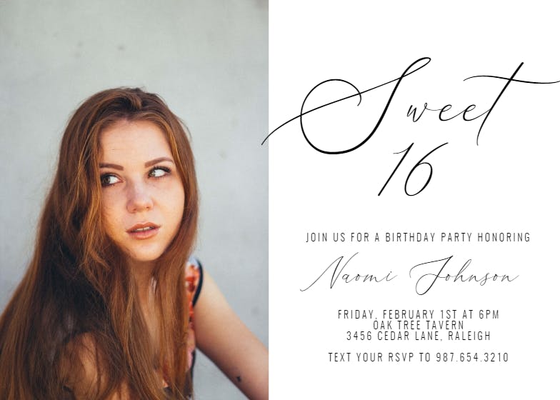 Sweet 16 photo - birthday invitation