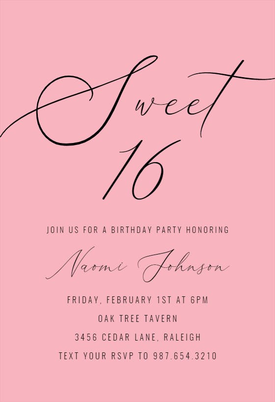 Sweet 16 - birthday invitation