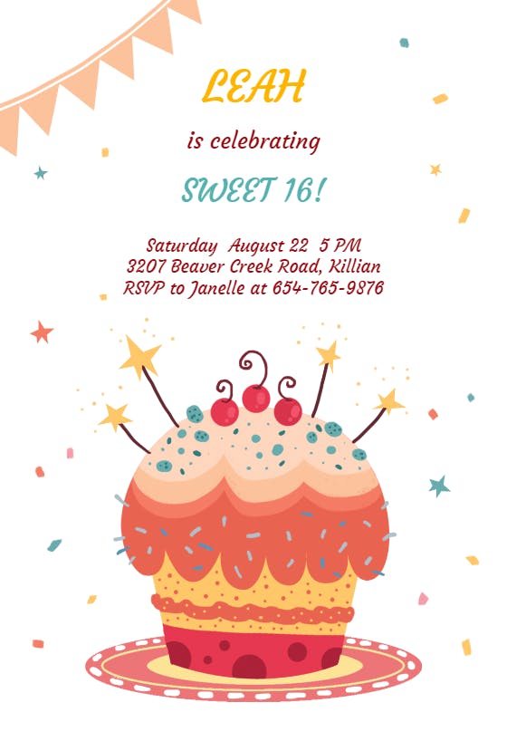 Sweet celebration - sweet 16 invitation