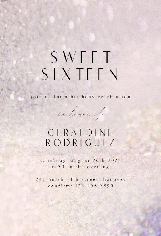 Sweet shimmer -  invitación de cumpleaños
