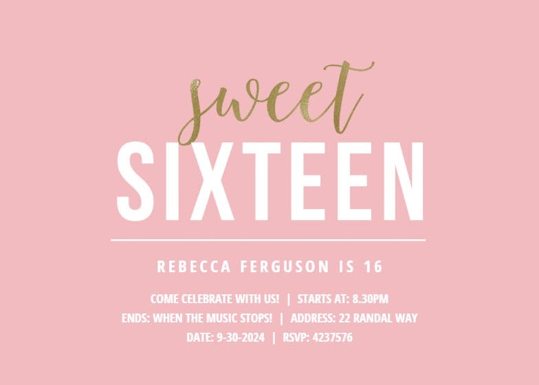 Sweet sixteen - birthday invitation