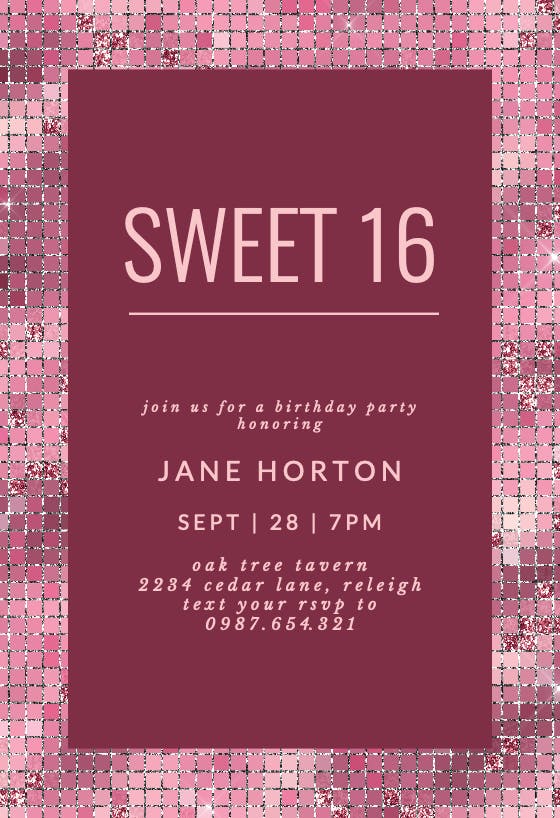 Sweet sixteen - birthday invitation