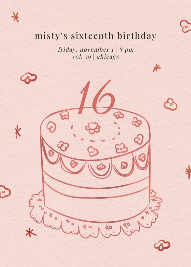 Sweet sketch 16 - invitación de cumpleaños