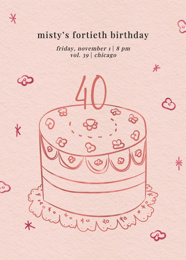 Sweet sketch 40 -  invitación de cumpleaños