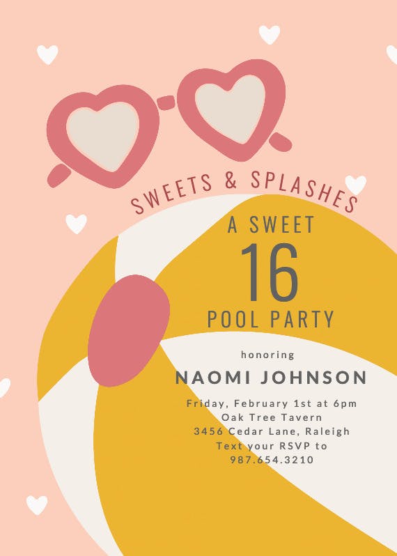Sweets and splashes - invitación de cumpleaños