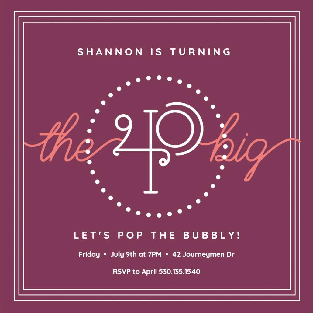 The big forty - birthday invitation