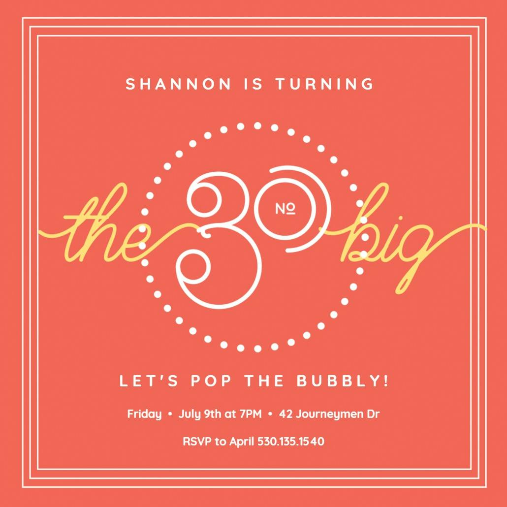 The big thirty - birthday invitation