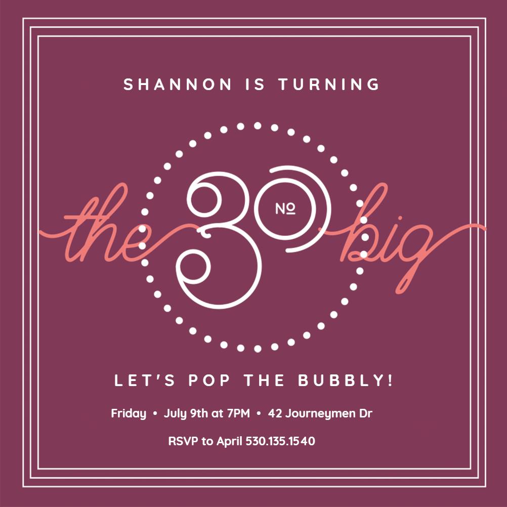 The big thirty -  invitación de cumpleaños