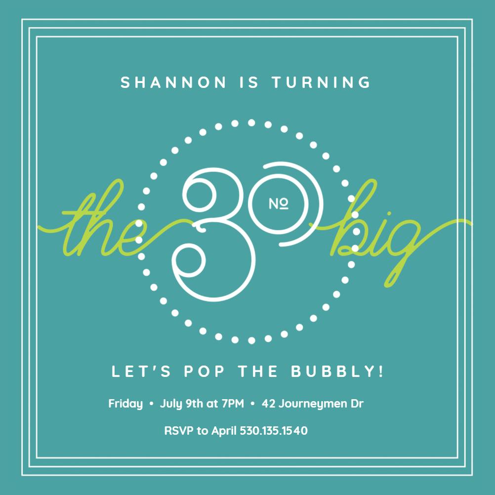 The big thirty -  invitación de cumpleaños
