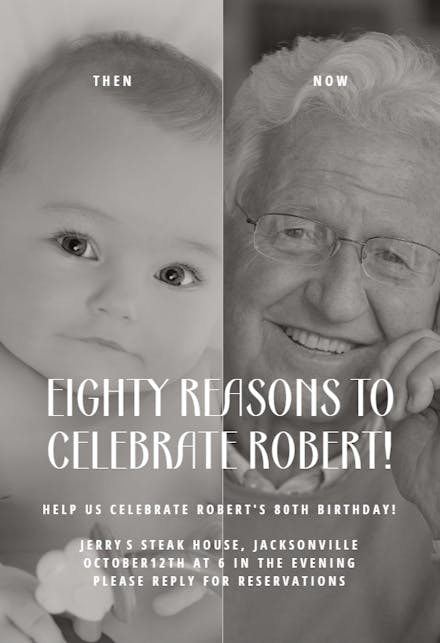 Then & Now - Birthday Invitation