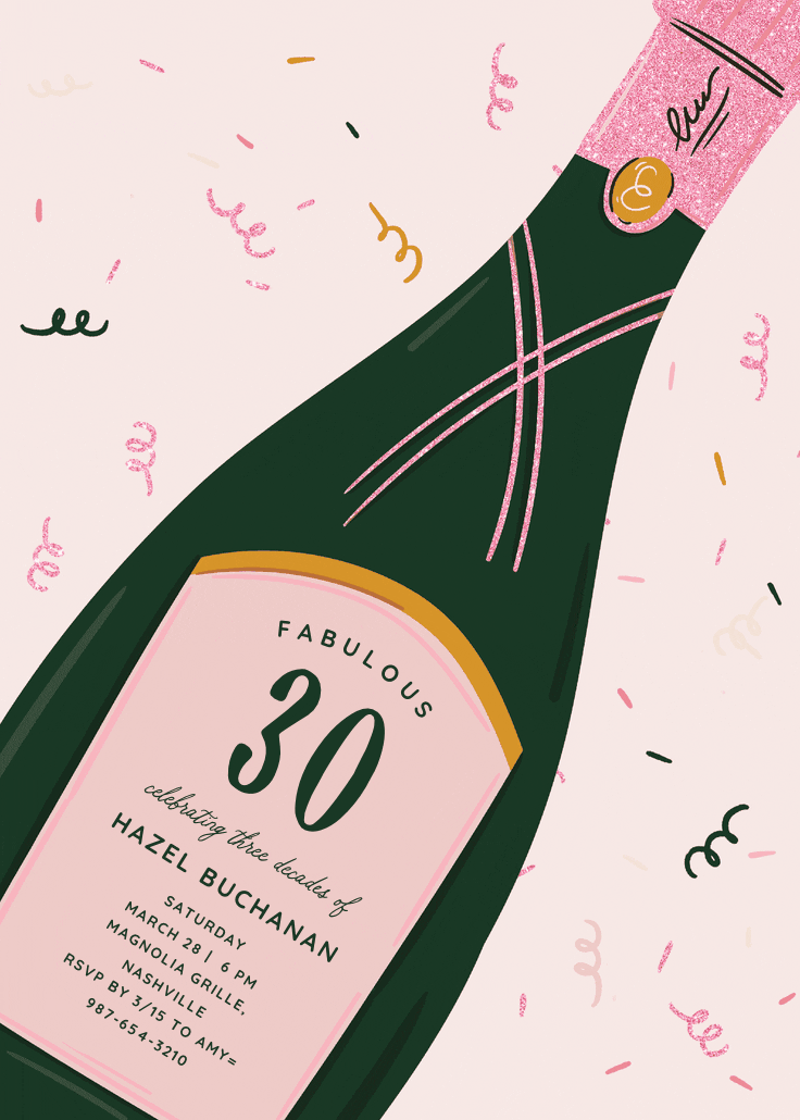 This calls for champagne - birthday invitation