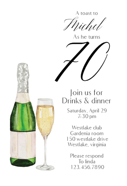 Toasting Time - Birthday Invitation