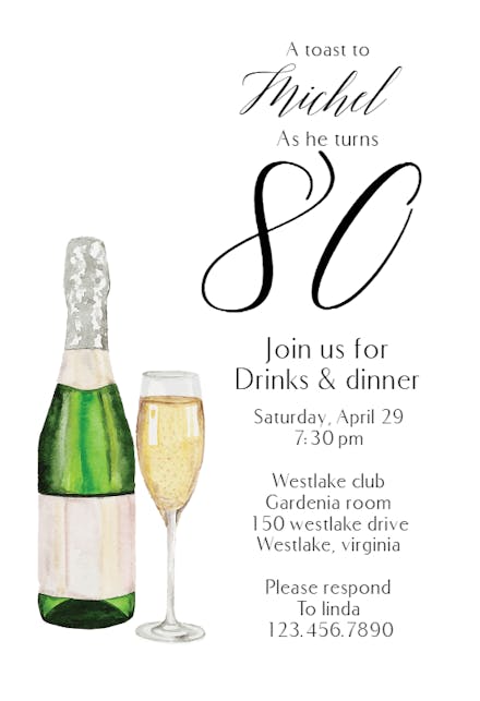 Toasting Time - Invitación De Cumpleaños