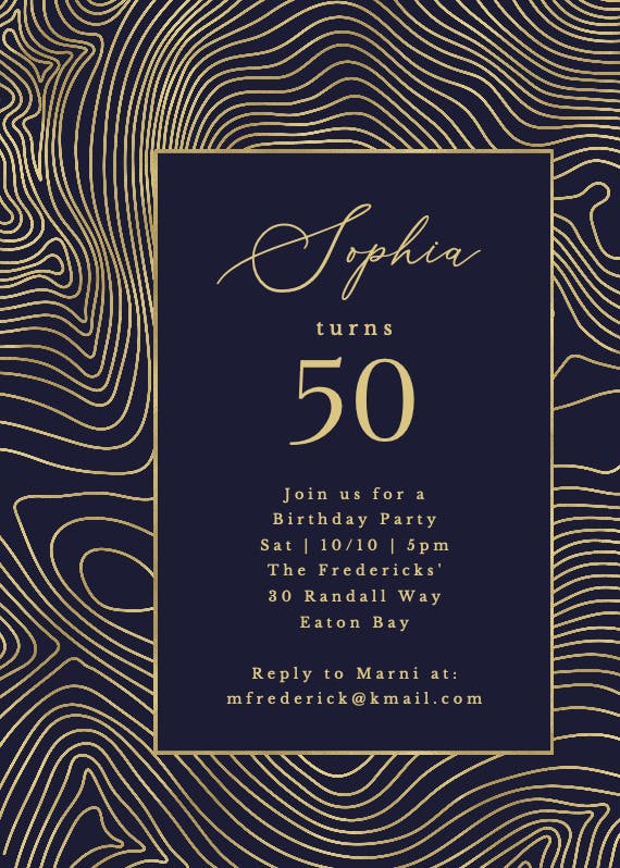 Topographic motif - birthday invitation