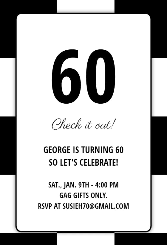 Turning 60 - birthday invitation