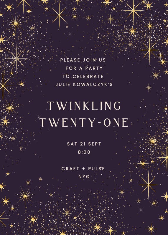 Twinkling stars -  invitación de cumpleaños