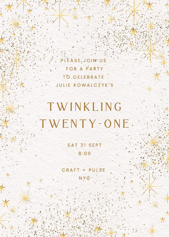 Twinkling stars -  invitación de cumpleaños