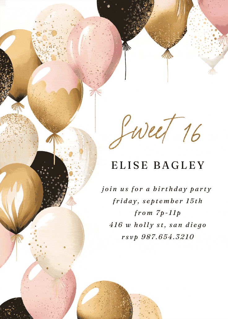 Up, up, and away - sweet 16 invitation