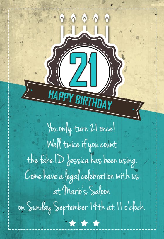 Urban 21th birthday - birthday invitation