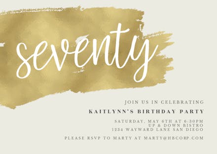 Urban 70 - Birthday Invitation