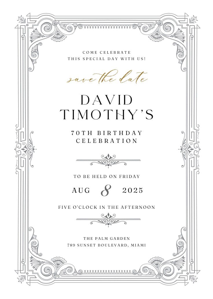 Vintage frame - birthday invitation