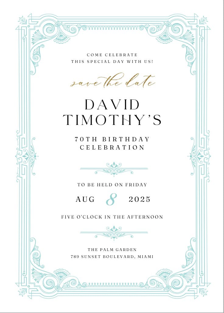 Vintage frame - birthday invitation