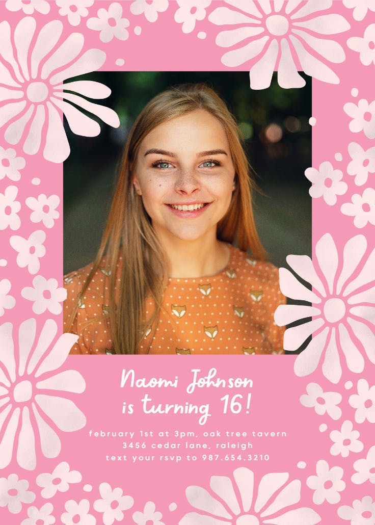 Warm florals - birthday invitation