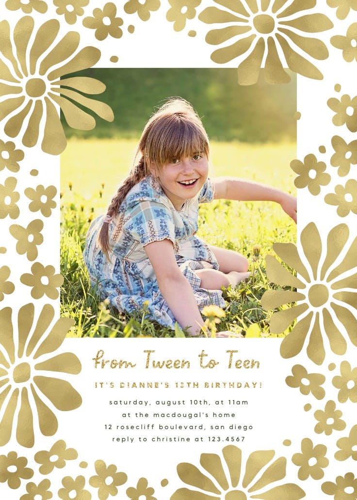 Warm florals - birthday invitation