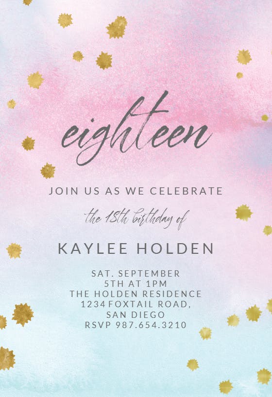 Watercolor pastel paper - birthday invitation