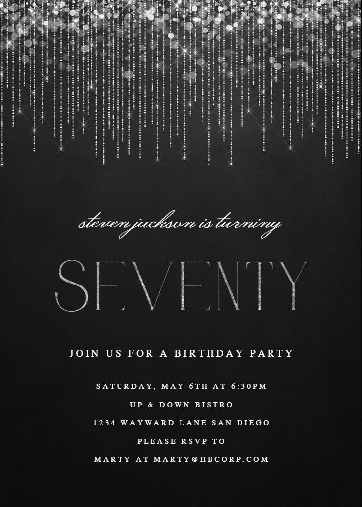 White string lights - birthday invitation