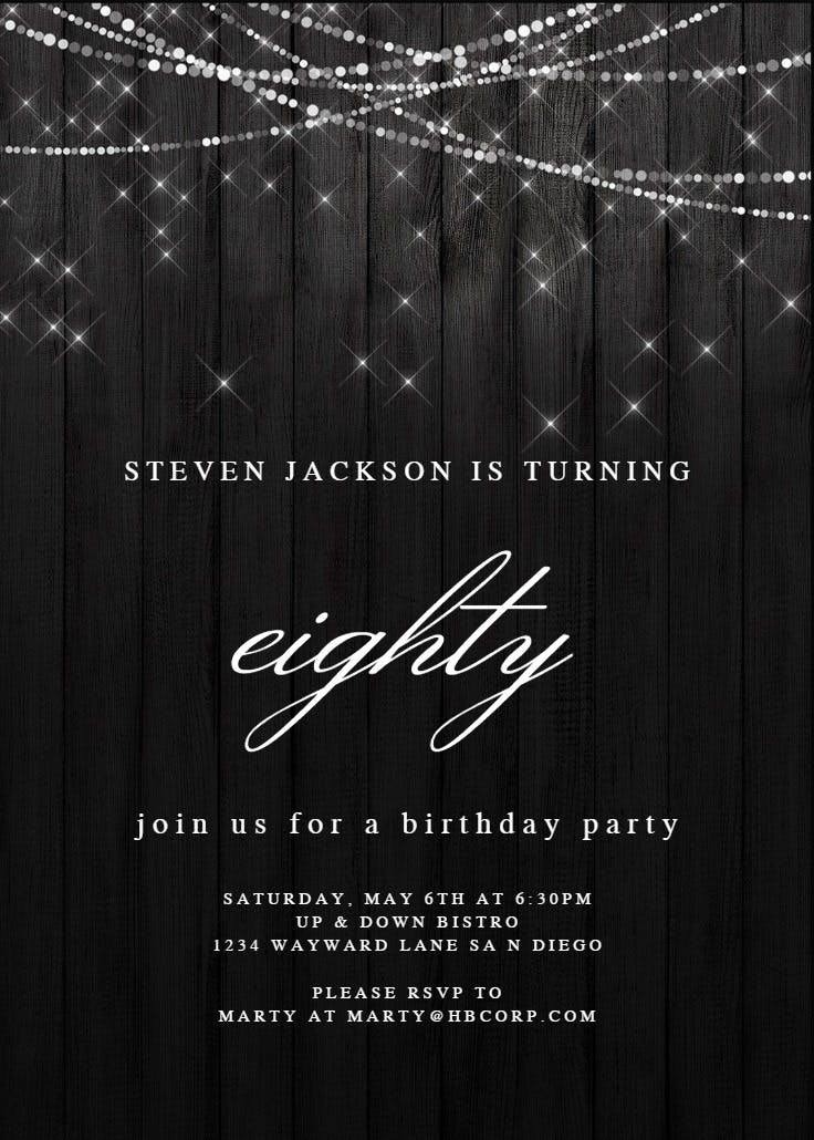 White string lights - birthday invitation