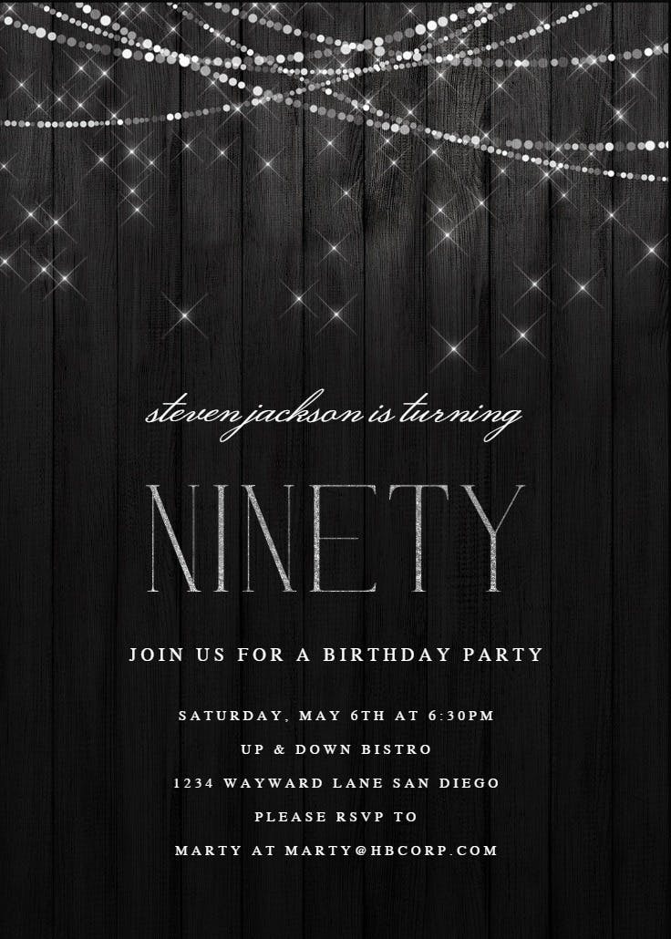 White string lights - birthday invitation