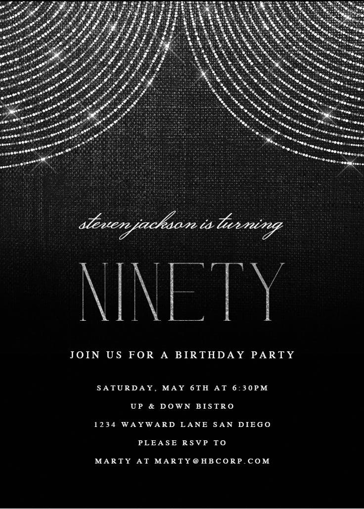 White string lights - birthday invitation