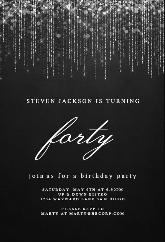 White string lights - birthday invitation