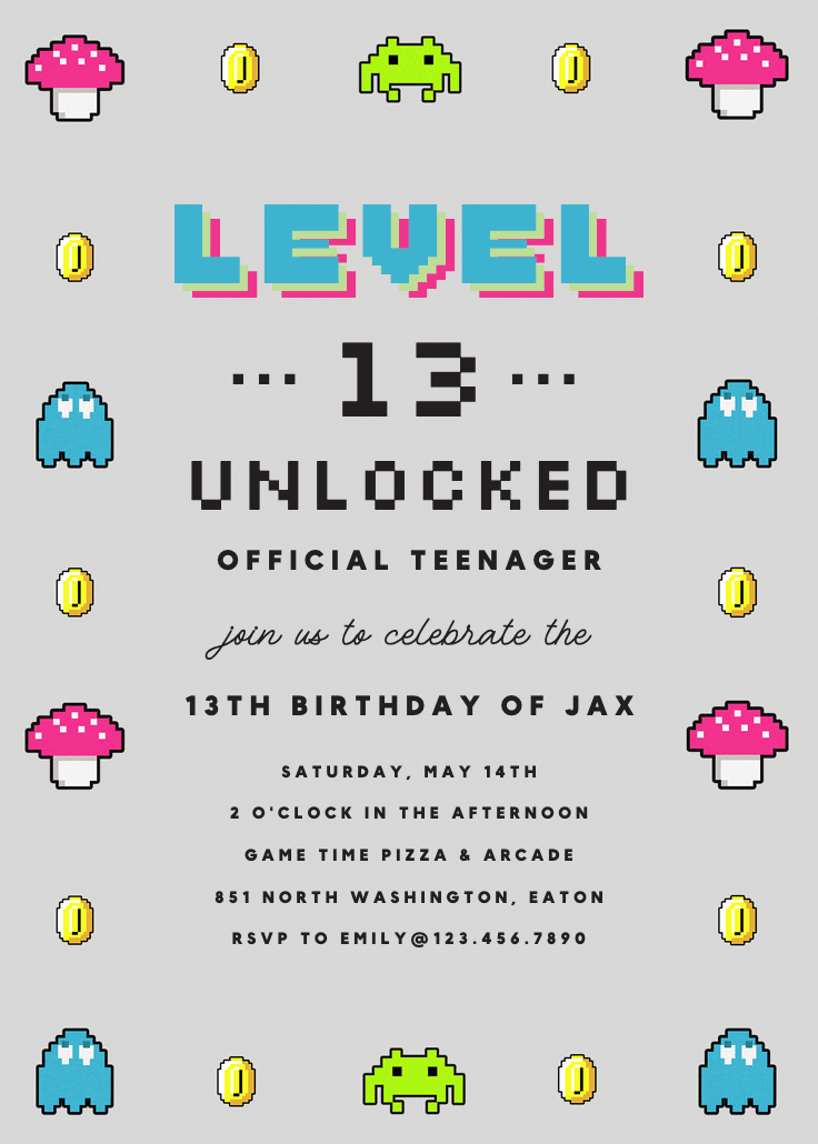 You win 13 - birthday invitation